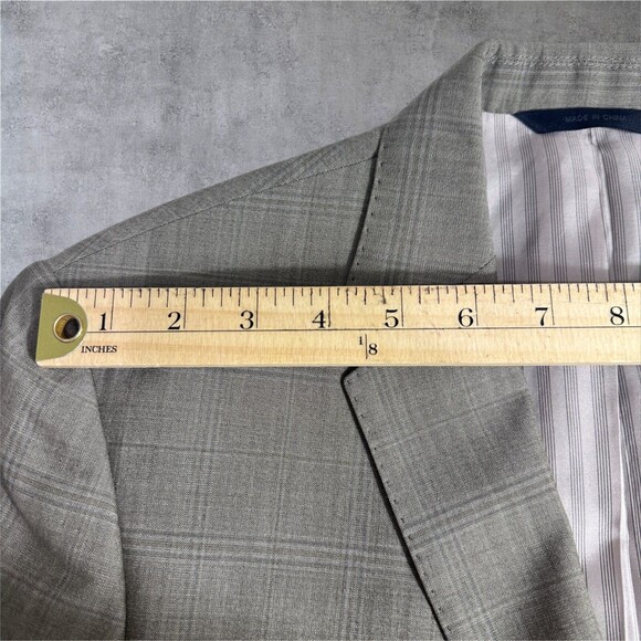 BANANA REPUBLIC Mens Blazer 38R Gray Sport Coat 2-Button Jacket Wool Windowpane - Picture 6 of 14